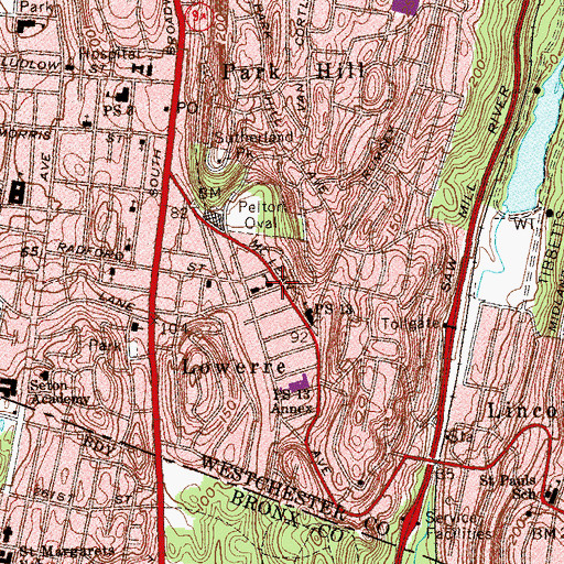 Topographic Map of Saint Denis Parish School, NY