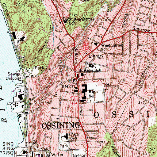 Topographic Map of First Baptist Church, NY