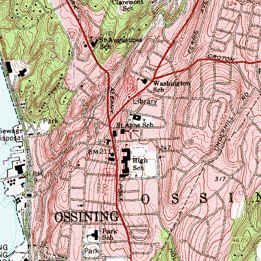 Topographic Map of Saint Ann's Catholic Church, NY