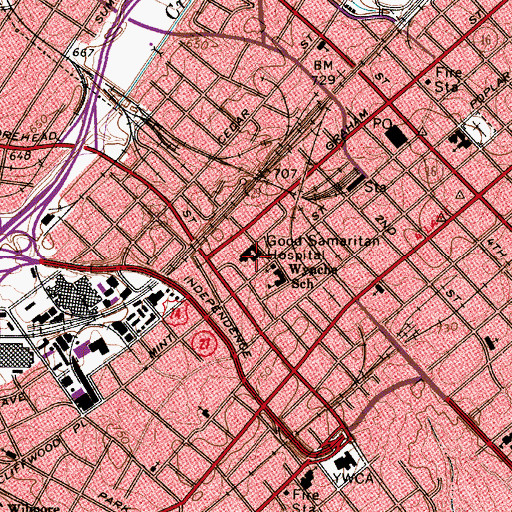 Topographic Map of Bank of America Stadium, NC