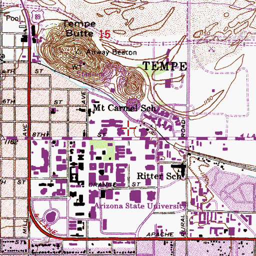 Topographic Map of Manzanita Hall, AZ