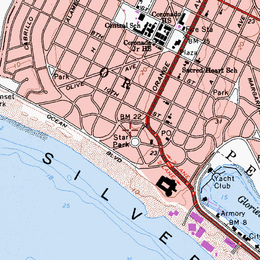 Topographic Map of Coronado Museum of History and Art, CA