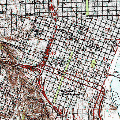 Topographic Map of Portland Art Museum, OR