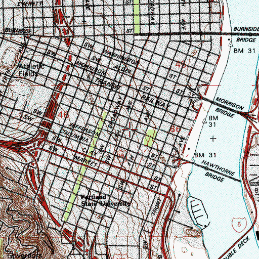 Topographic Map of Multnomah County Courthouse, OR