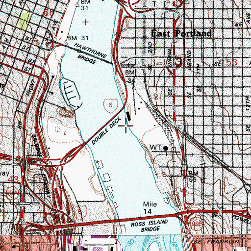 Topographic Map of Oregon Museum of Science and Industry, OR