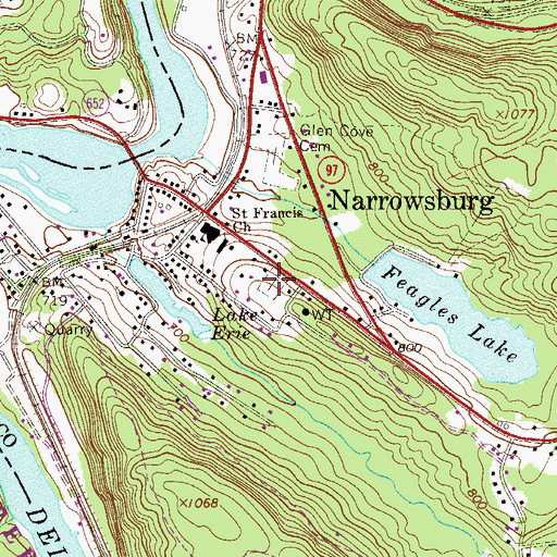 Topographic Map of Saint Francis Xavier Cemetery, NY