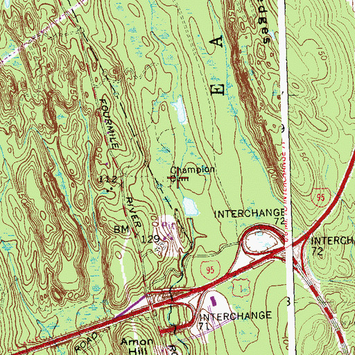 Topographic Map of Champion Cemetery, CT