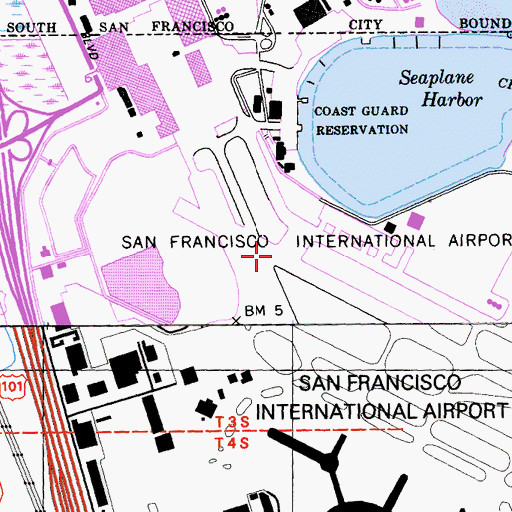 Topographic Map of Naval Auxiliary Air Facility Mills Field (historical), CA