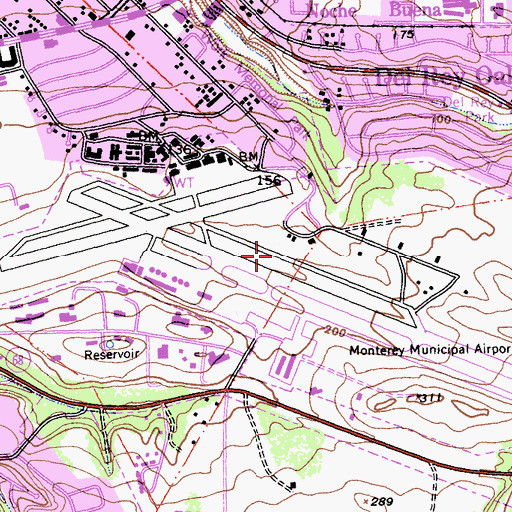 Topographic Map of Naval Auxiliary Air Station Monterey (historical), CA