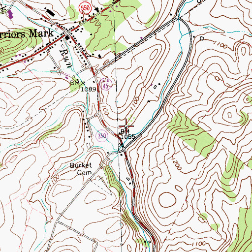 Topographic Map of Funk Cemetery, PA