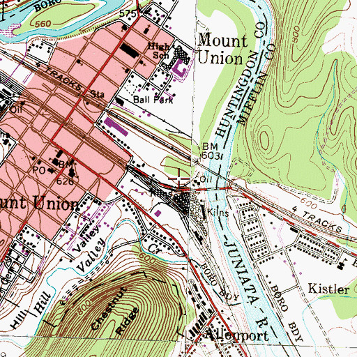 Topographic Map of Shaver Cemetery, PA