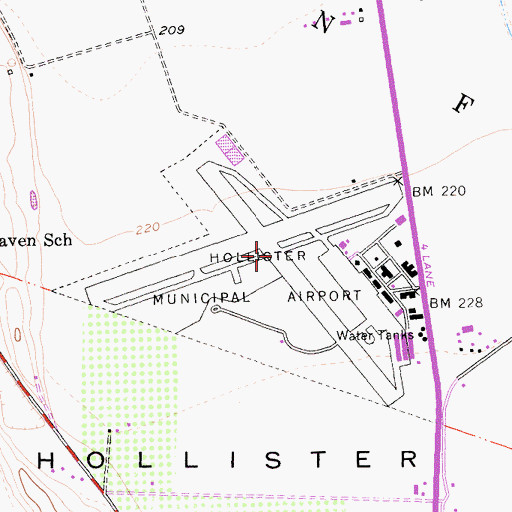 Topographic Map of Naval Auxiliary Air Station Hollister (historical), CA