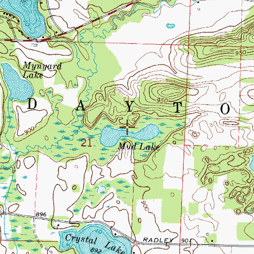 Topographic Map of Mud Lake-Radley Creek Savanna State Natural Area, WI