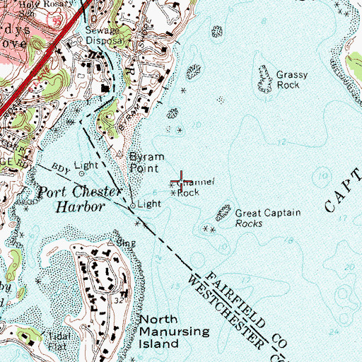 Topographic Map of Channel Rock, CT