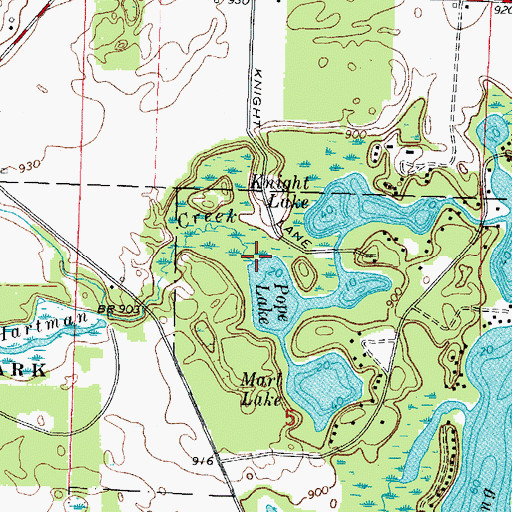 Topographic Map of Pope Lake State Natural Area, WI