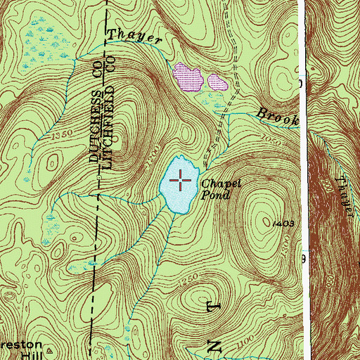 Topographic Map of Chapel Pond, CT