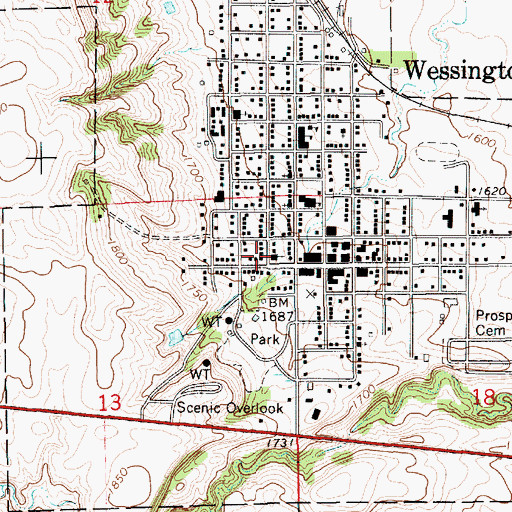 Topographic Map of United Methodist Church, SD