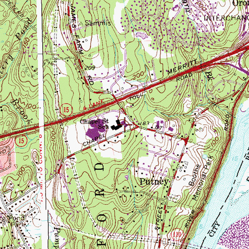 Topographic Map of Chapel Street School, CT