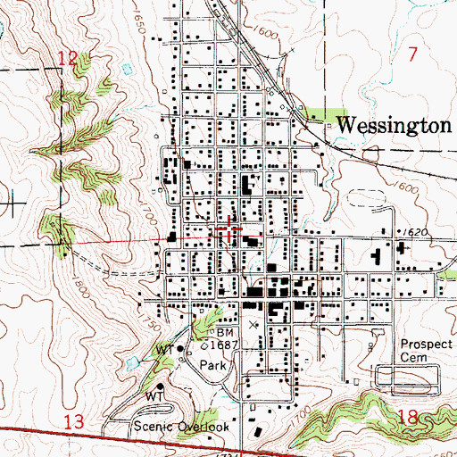 Topographic Map of Immanuel Baptist Church, SD