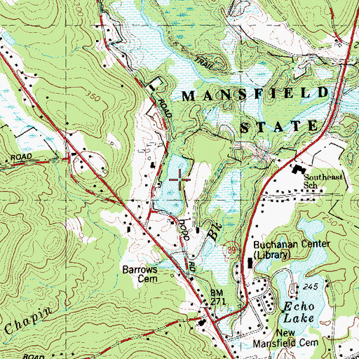 Topographic Map of Chapins Pond, CT