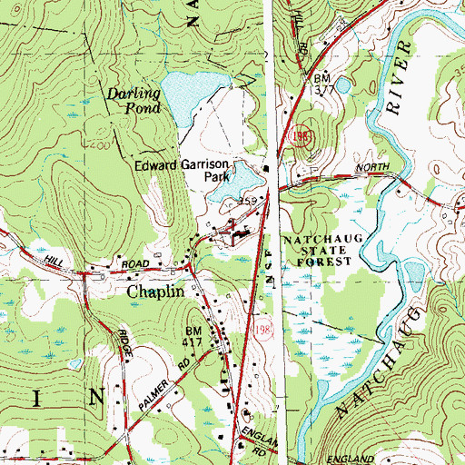 Topographic Map of Chaplin Cemetery, CT