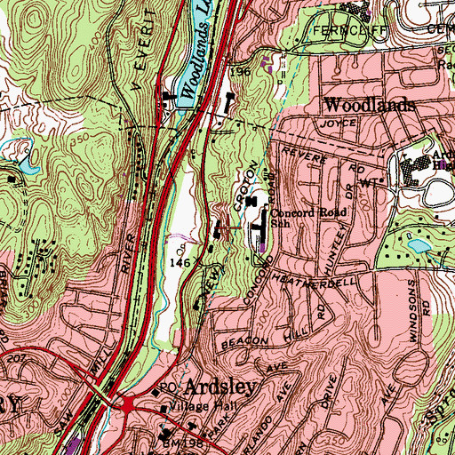 Topographic Map of Ardsley Post Office, NY