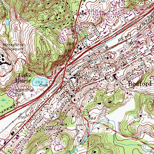 Topographic Map of Bedford Hills Post Office, NY