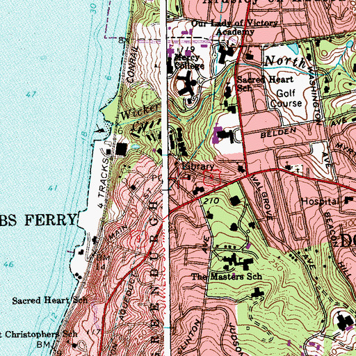Topographic Map of Dobbs Ferry Post Office, NY