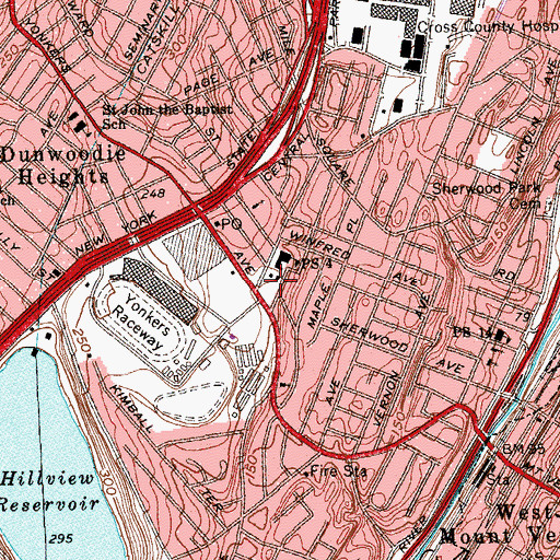 Topographic Map of Yonkers Post Office East Station, NY
