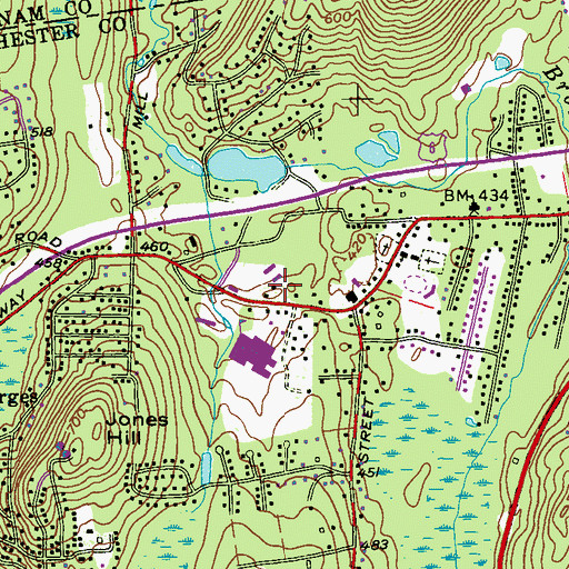 Topographic Map of Shrub Oak Post Office, NY