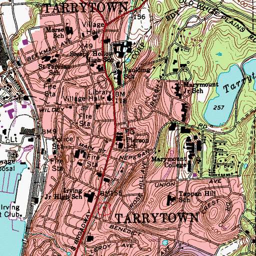 Topographic Map of Tarrytown Post Office, NY