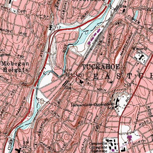 Topographic Map of Tuckahoe Post Office, NY