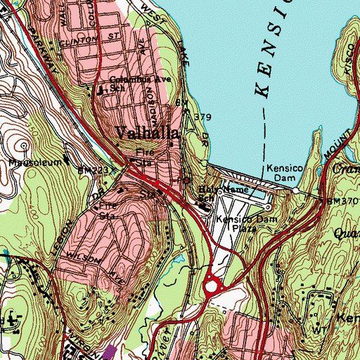 Topographic Map of Valhalla Post Office, NY