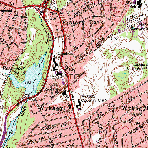 Topographic Map of Wykagyl Post Office, NY