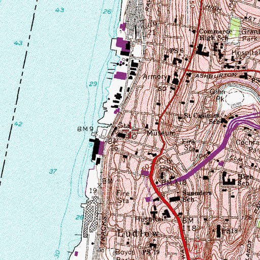 Topographic Map of Yonkers Post Office, NY