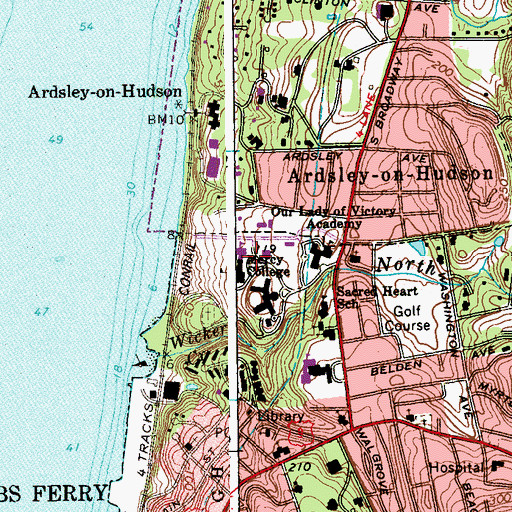 Topographic Map of Main Hall, NY