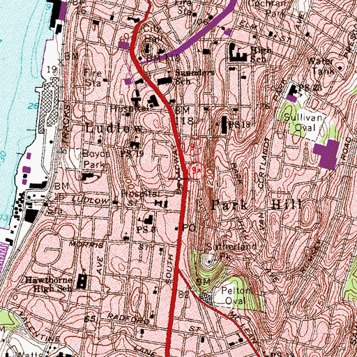 Topographic Map of Cedar Place Elementary School, NY