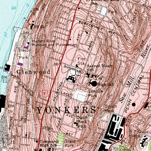 Topographic Map of Gorton High School, NY