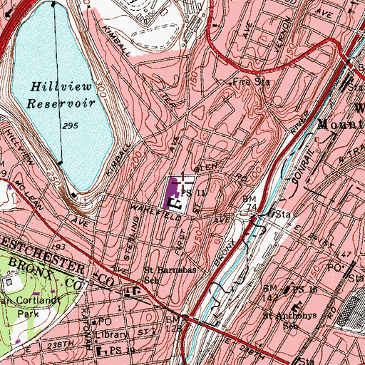 Topographic Map of Mark Twain Middle School, NY