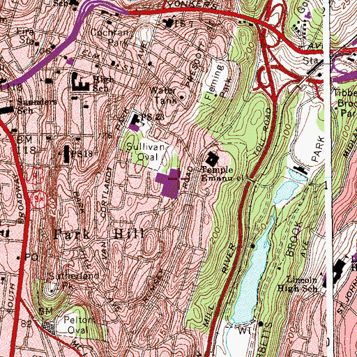 Topographic Map of Yonkers High School, NY