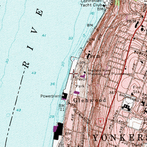 Topographic Map of J F Kennedy Memorial Marina, NY