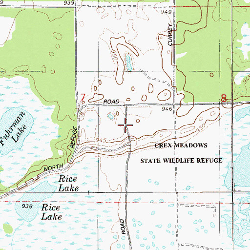 Topographic Map of Crex Sand Prairie State Natural Area, WI