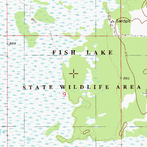 Topographic Map of Fish Lake Pines State Natural Area, WI