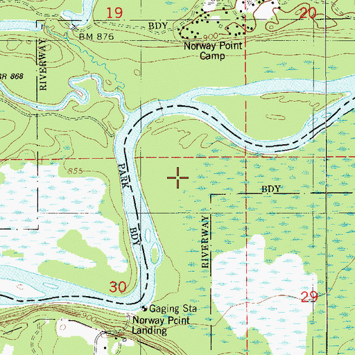 Topographic Map of Norway Point Bottomlands State Natural Area, WI