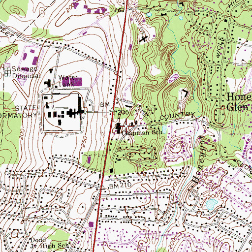 Topographic Map of Chapman School, CT