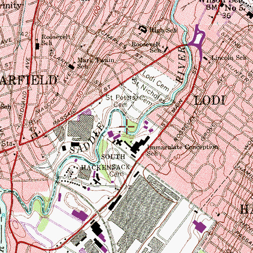 Topographic Map of Alumni Hall, NJ