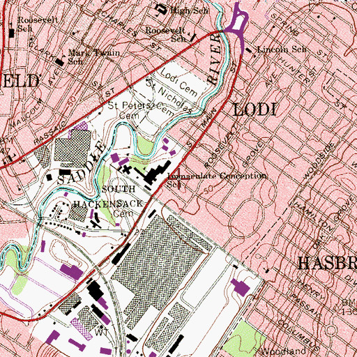 Topographic Map of Heart of Mary Convent, NJ