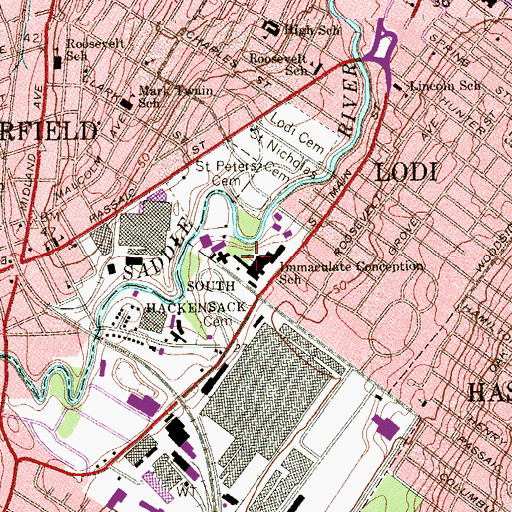 Topographic Map of Immaculate Conception Convent, NJ