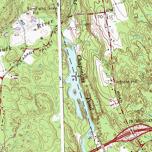 Topographic Map of Chapmans Pond, CT