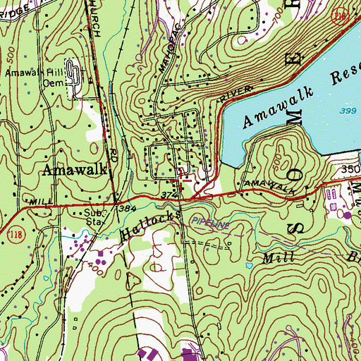 Topographic Map of Amawalk Post Office, NY